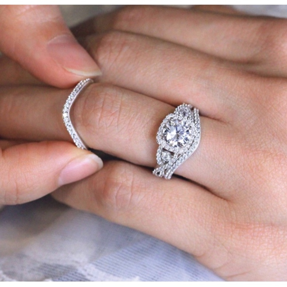 STERLING SILVER DIAMOND  WEDDING SET - Picture 11 of 11